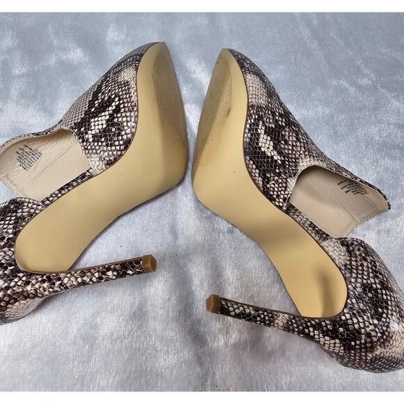 JustFab Snakeskin Point Toe Stilettos and Purse-Brown-SZ10 - Picture 6 of 11